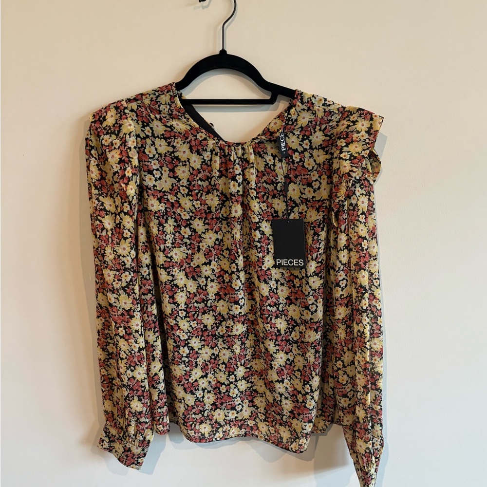 Pieces Floral Print Women's Blouse - Multicolor